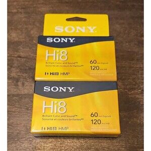 Sony Hi8 Tapes: 60 Min Digital8 & 120 Min Hi8 - 2 Pack (New) NOS